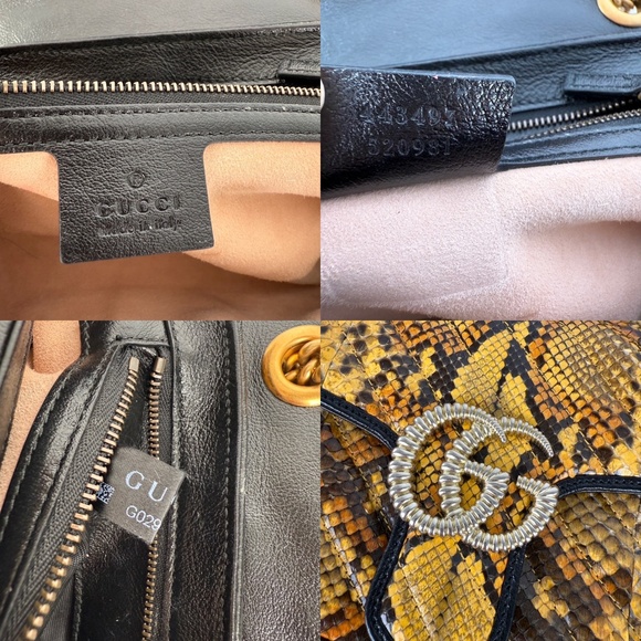 GUCCI GG Marmont Matellase Small Python Snakeskin Black Yellow Crossbody Bag - Picture 12 of 12